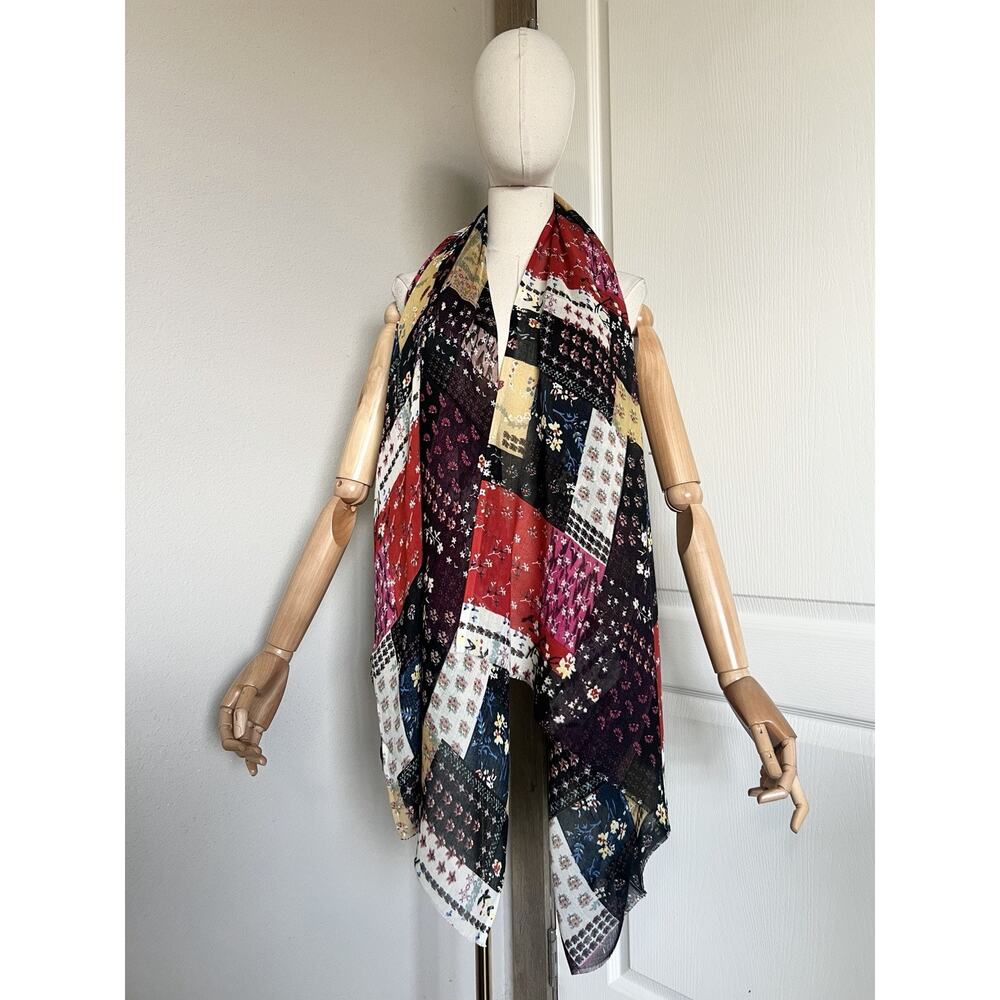 Vivante by VSA Women Scarf Patchwork Floral Lightweight Oversized NWT 86” X 72”